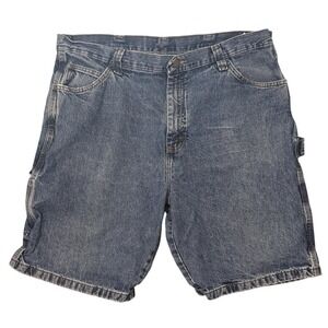 Wrangler Carpenter Denim Shorts Mens 38 Blue Relaxed Fit Utility Workwear